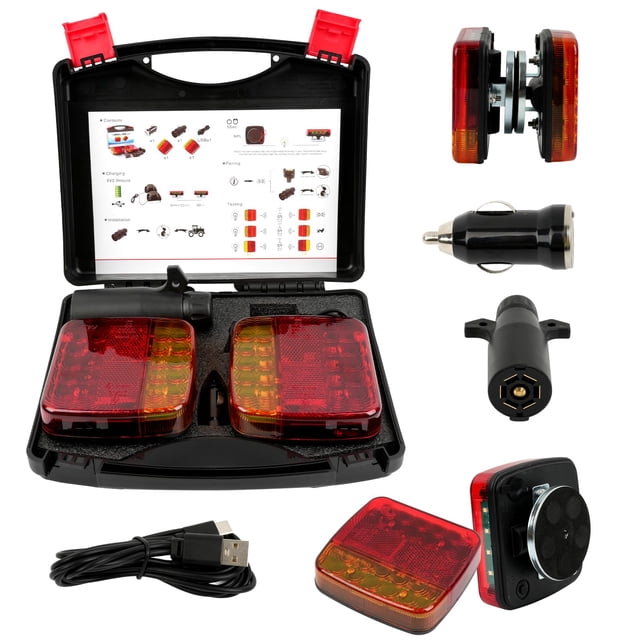Kit de Luces Traseras Magnéticas Inalámbricas para Remolque EDAGBHD Impermeable