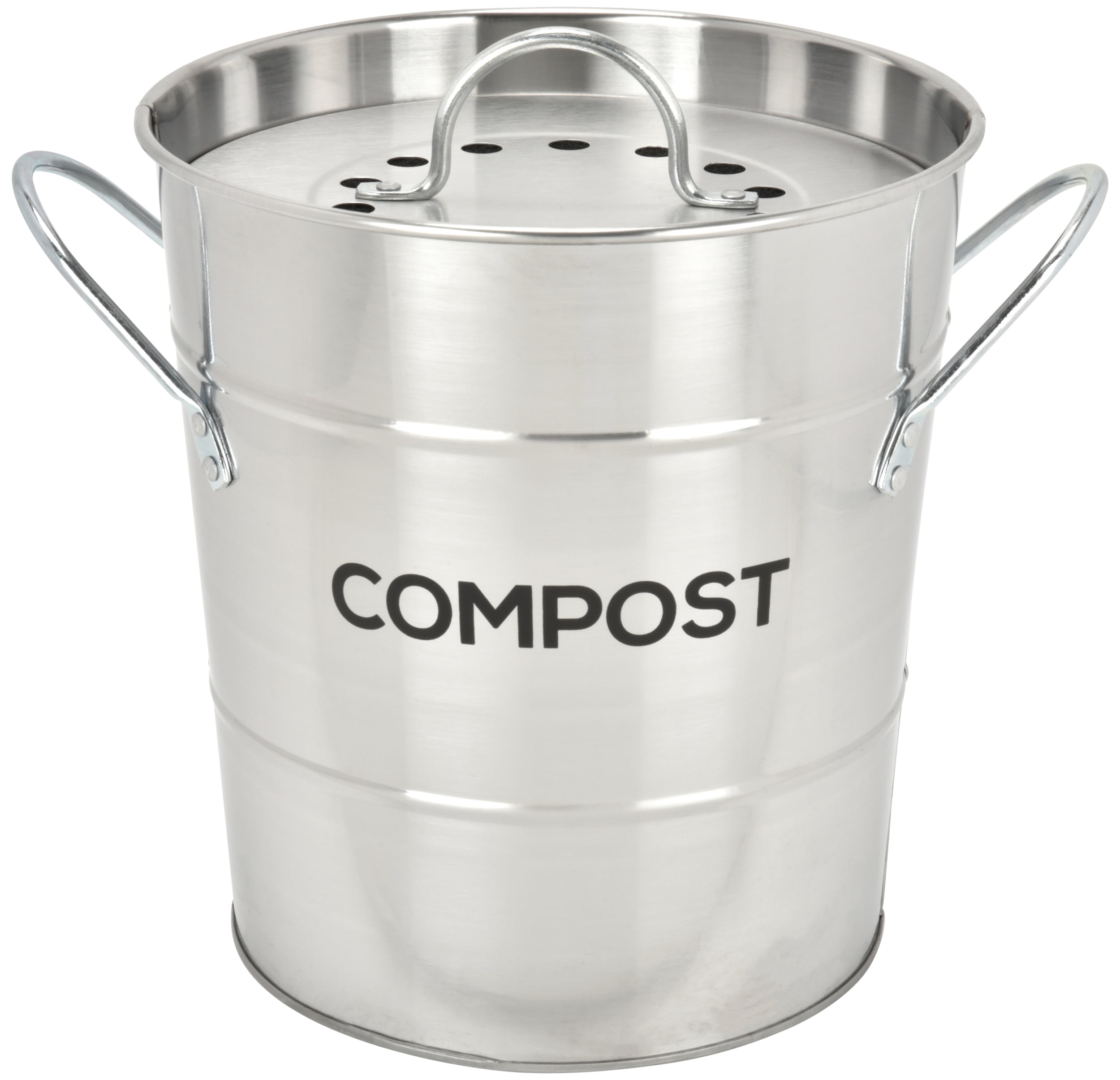 Trash Can 1 Gal Stainless Steel Compost Keeper Metal Food Scrap Waste Containers 