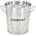 thumbnail image 2 of Spigo Steel Kitchen Compost Bin With Vented Charcoal Filter and Bucket, Satin Silver, 1 Gallon, 2 of 8