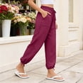 thumbnail image 4 of Mgmyaa Women's Sporty Activewear Jogger Pants Full Length Mid Waist Elastic Waist with Adjustable Waist and Exterior Pockets Relaxed Fit Soft Cotton Blend Trousers for Jogging, 4 of 9