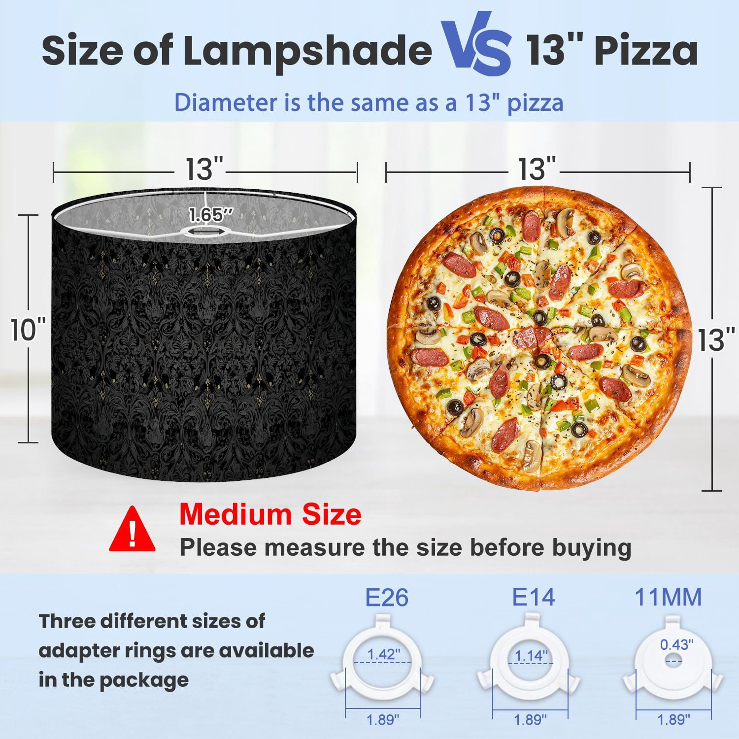 Lampshades 2 Pack Seamless black dark gothic baroque victorian 13"x13"x10" Light Shade for Table Lamps Floor Lamp Shades Lampshade Replacement Easy Assembly