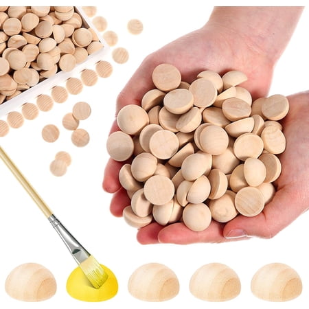 SUPVOX 30pcs Unfinished Half Wooden Balls - 30mm For DIY Crafts, Ornaments & Painting