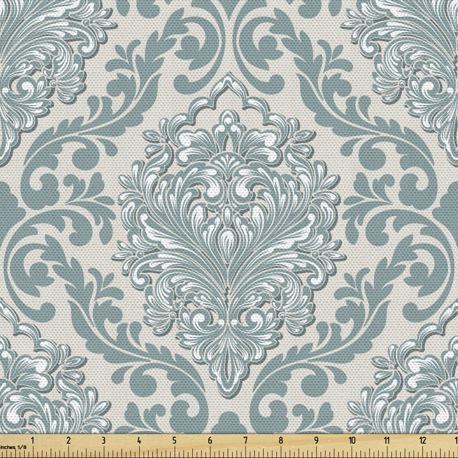 Damask Upholstery Fabric by the Yard, Botanical Theme of Ivy Like