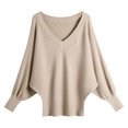 thumbnail image 4 of Batwing Sweater Deep V Neck Loose Fitting Oversized Pullover Top, 4 of 4