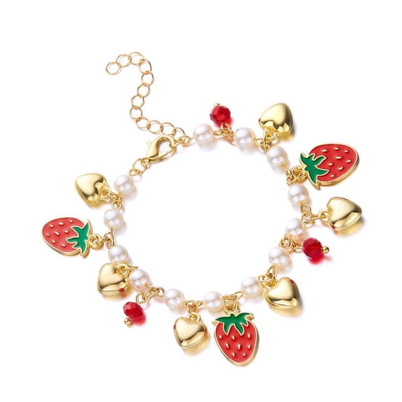 Giaone Stylish Adjustable Bracelet with Heart and Fruit Charm for Trendy Women