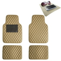 FH Group Diamond Pattern Floor Mats Leather For Car SUV Van Beige w/ Beige Dash Pad