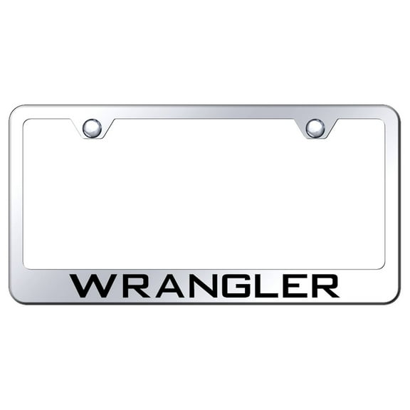 Jeep Wrangler Laser Etched Logo Stainless Steel License Plate Frame (Chrome)