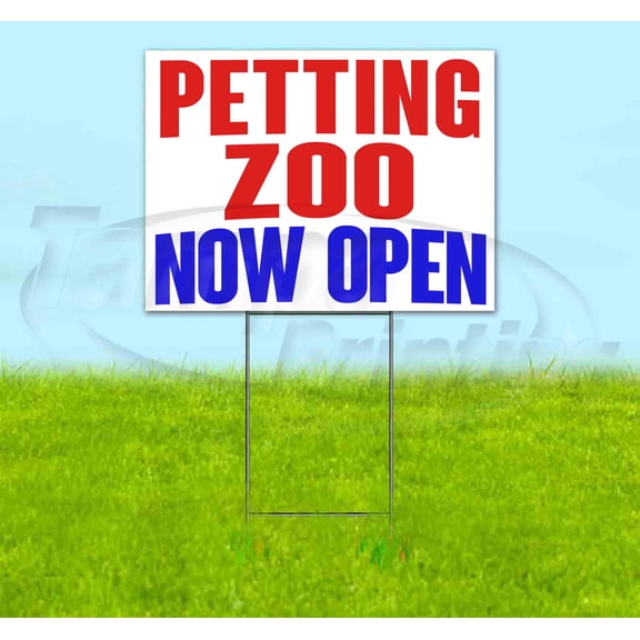 Petting Zoo Now Open (18" x 24") Yard Sign, Includes Metal Step Stake