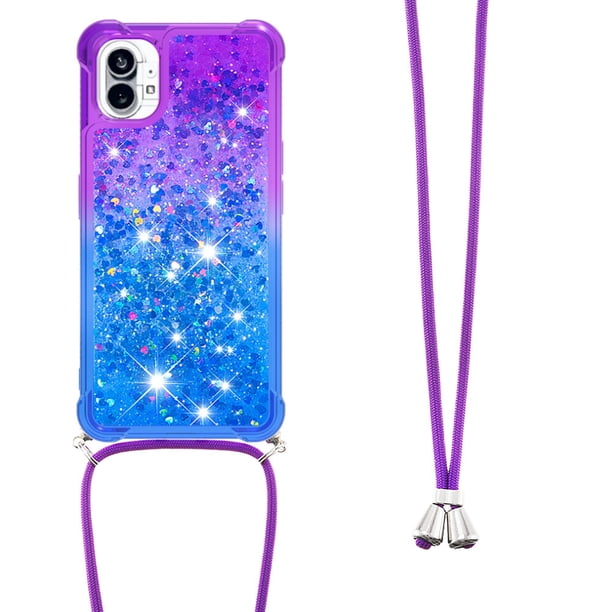 Funda para Nothing Phone 1 Brillantina Líquida Divertida Reluciente y con Cristales en Movimiento Cuerpo Cruzado con Cordón Ajustable