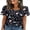 Black Floral Print, variant on Women T Shirts Pleated Short Sleeve Tops Business Casual Dressy Blouses White Tops