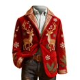 thumbnail image 4 of Boys Christmas Print Corduroy Blazer, All Over Christmas Pattern Lapel Suit Jacket with Buttons, Regular Fit Sports Coat for Parties, Prom, and Dinner Events Red, 4 of 4