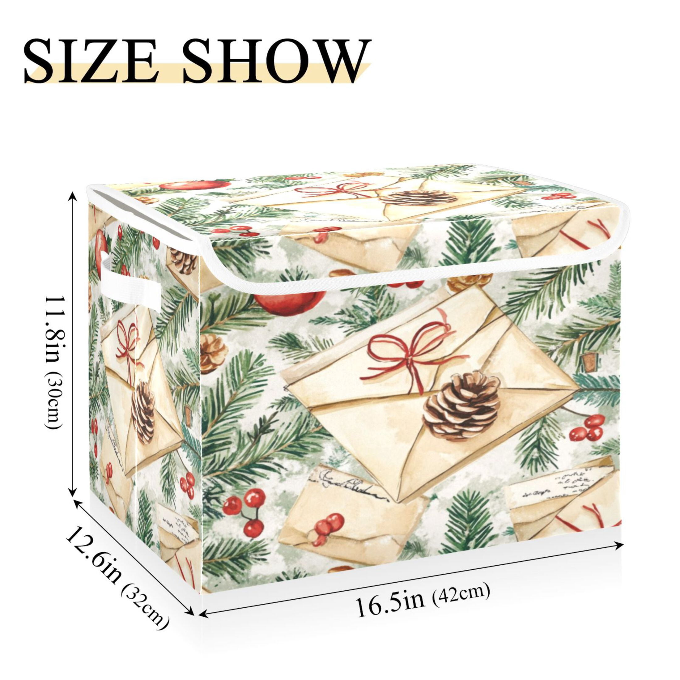 Storage Box With Lid 16.5x12.6x11.8In Foldable Stacked Household Storage Box Christmas Envelope Picture