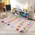 thumbnail image 5 of Janvonne Animal Alphabet Kids Area Rug - Soft ABC Learning Carpet, Non-Slip Washable Play Mat for Nursery Playroom Bedroom,5'x7',Pink, 5 of 9