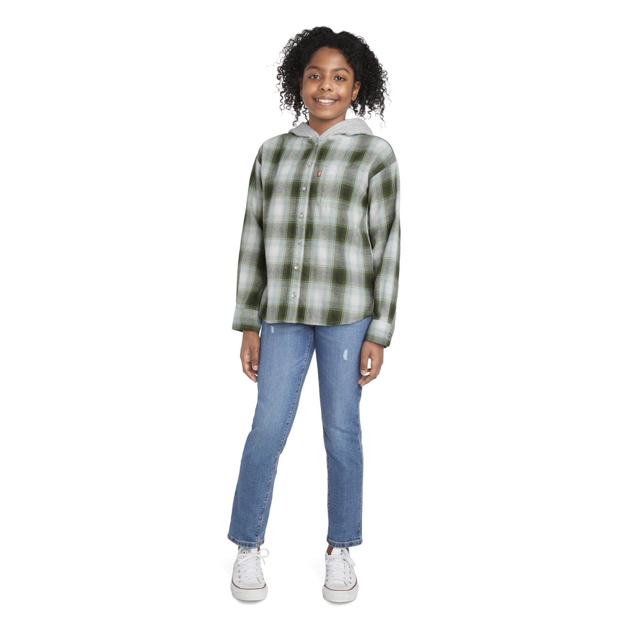 Levi's Girls' Flannel Hooded Top, Sizes 7-16