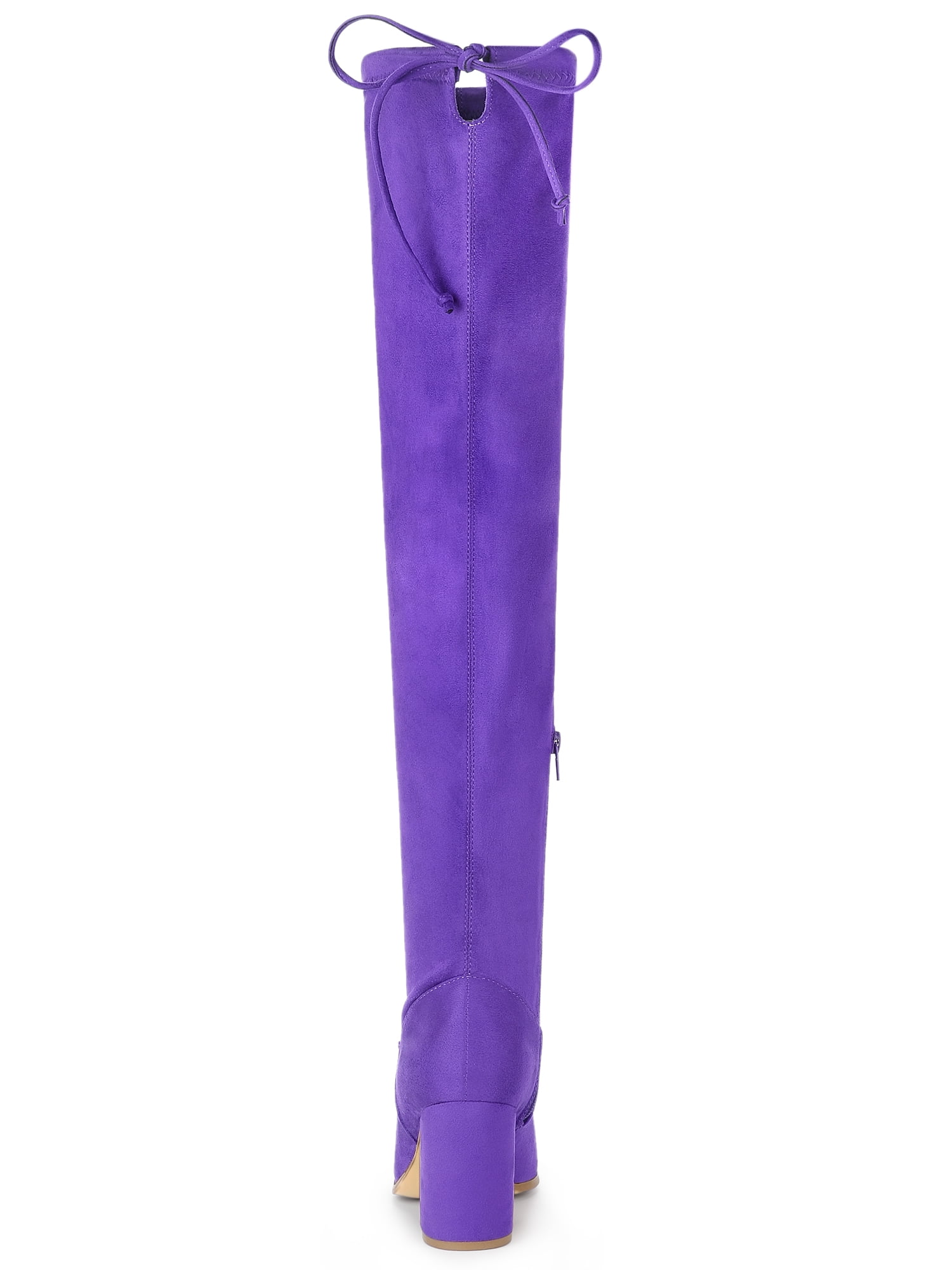 DARING DIVA Women's Rounded Toe Chunky Heel Over The Knee High Boots Purple 8.5