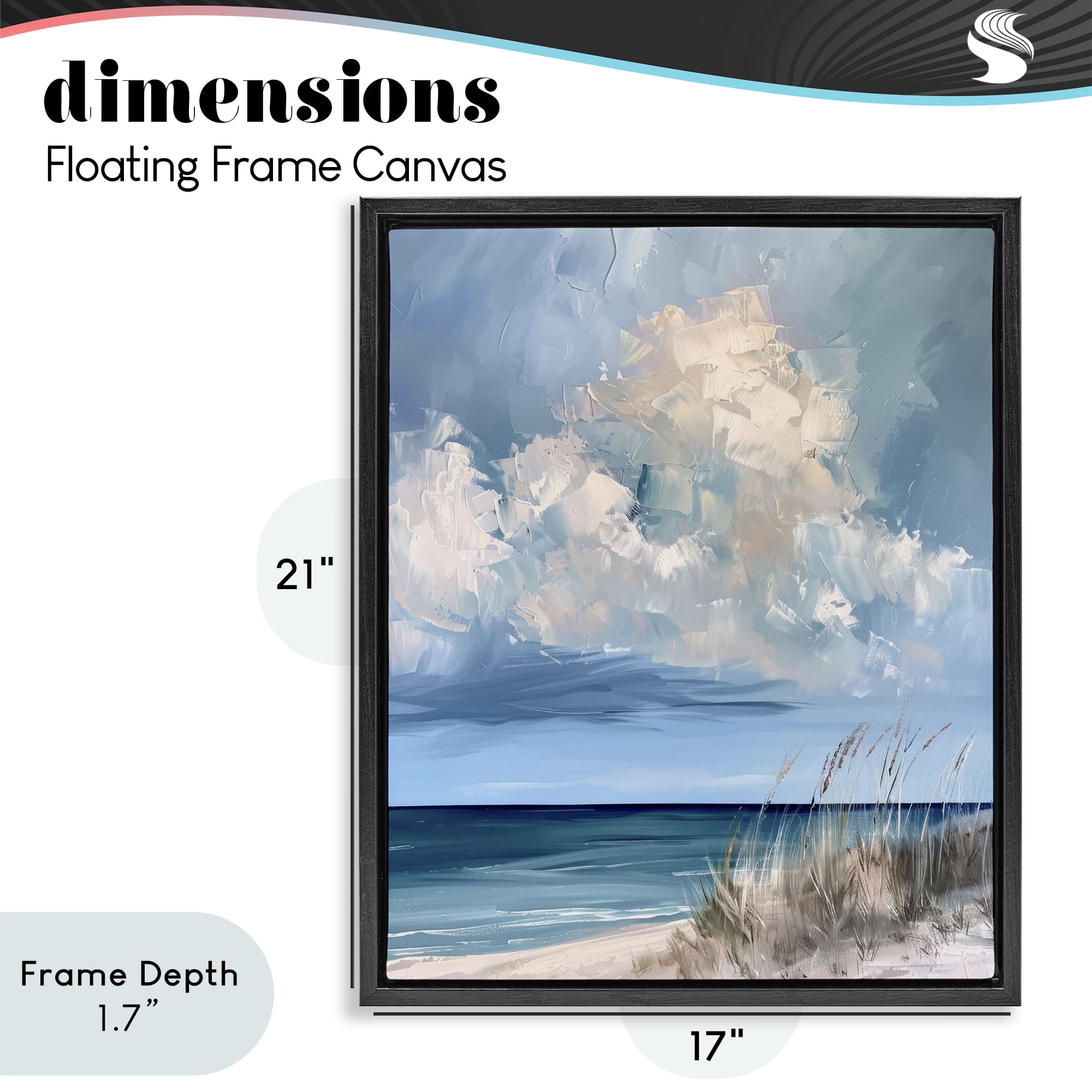 Stupell Industries A Storm Is Coming on Beach Black Framed Floater Canvas Wall Art, design by Petal Prints Design
