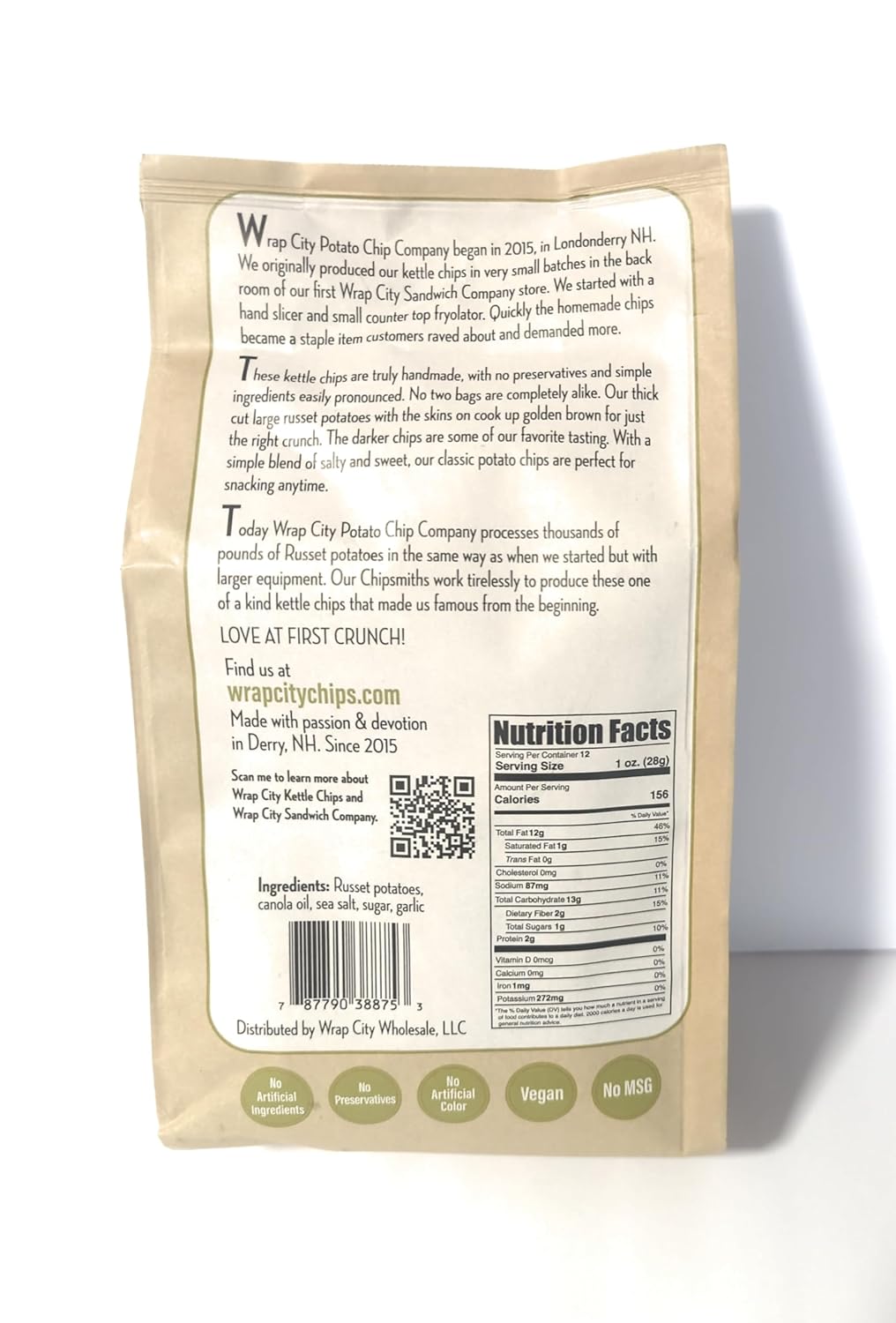 Wrap City Potato Chip Company - Original - Russet, Artisan, Hand Crafted Kettle Potato Chips - 12oz - (2 Pack)