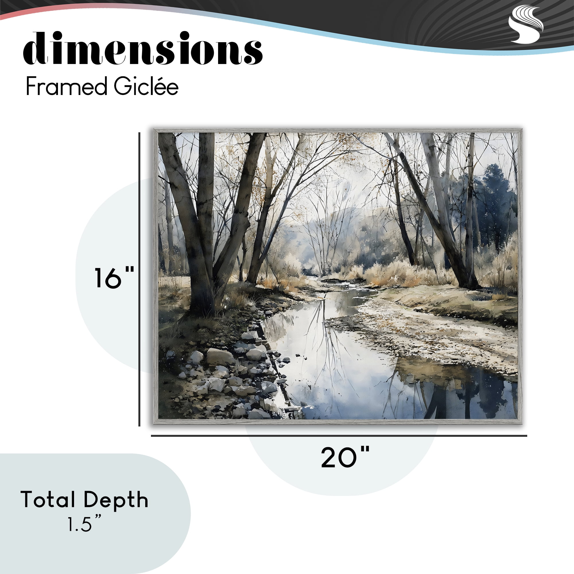 Stupell Industries Serene Reflections at Autumn Creek Gray Framed Giclee Art, design by Franklyn Gregory