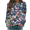 thumbnail image 1 of KIHOUT Chandails pour Femmes en Liquidation, Blouses à Manches Longues Col Rond Imprimé Floral Ample Automne Hiver, Tailles P-2TG, 1 of 5
