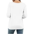 thumbnail image 4 of Lenpel Women's Tunic Tops 3/4 Length Sleeve Crew Neck Solid Color Pleated T Shirts Casual Basic Tees Soft Trendy Blouses(White,X-Large), 4 of 7