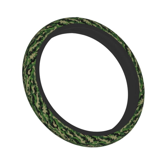 Green Camouflage Elastic Stretch Steering Wheel Cover Universal Interior Trim Wheel Protector For Car Truck Suv 15 Inches