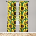 thumbnail image 3 of Ambesonne Floral Curtains, Autumn Sunflowers Leaves, Pair of 28"x84", Earth Yellow and Fern Green, 3 of 5