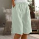 thumbnail image 1 of Neewe Womens Knee Length Pants Casual Plain Shorts Summer Drawstring Elastic Waist Comfy Shorts with Pockets, 1 of 8