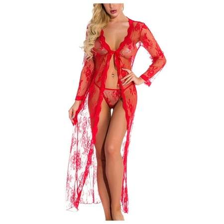 

Aoochasliy Ladies Lingerie Nightie Gowns Lingerie One-piece Garment Lace Mesh Underwear V Neck Sleepwear Chemise Deals of Today