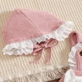 thumbnail image 4 of 2022 Baby Suit Set  Contrast Color Bowknot Sleeveless Ruffle Knitted Romper+ Hat for Girls  0-18 Months, 4 of 7