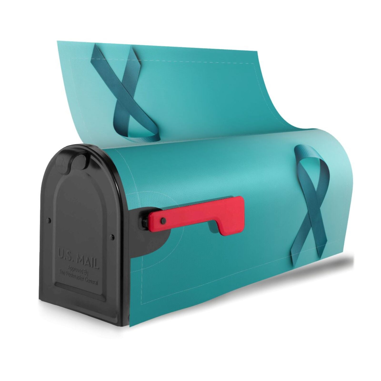 Rateoe a Teal Ribbonin Printed Mailbox Covers - Easy to Install Fall, Winter, Spring, Summer Mailbox Cover - Weather and UV-Resistant Mailbox Decor - Mailbox Magnetic Covers-25.5x21 in