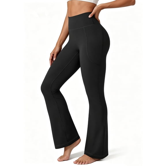 VivaYoga Flare Leggings for Women Tummy Control Workout Pants High Waisted No Front Seam Yoga Pants with Pockets
