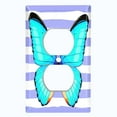 thumbnail image 2 of Metal Light Switch Plate Cover Unique Teal Butterfly Purple Stripes BUT031, 2 of 13