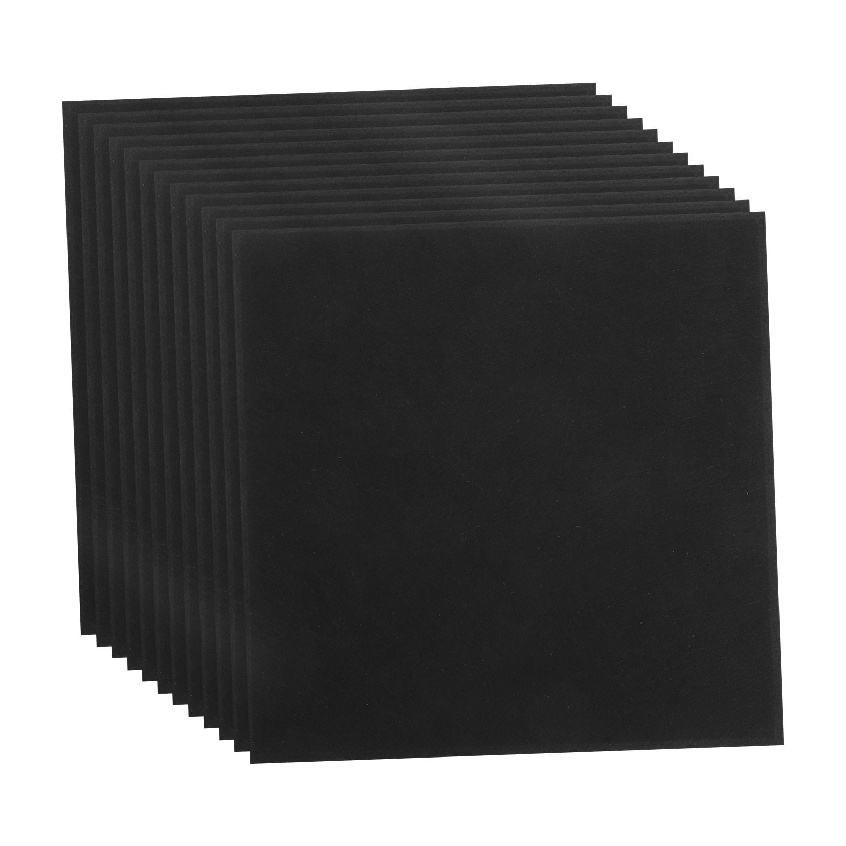 KALLORY Black Acoustic Wall Panels 12- Absorbing Poly Fiber Tiles for Noise Reduction, Easy to Cut and Install