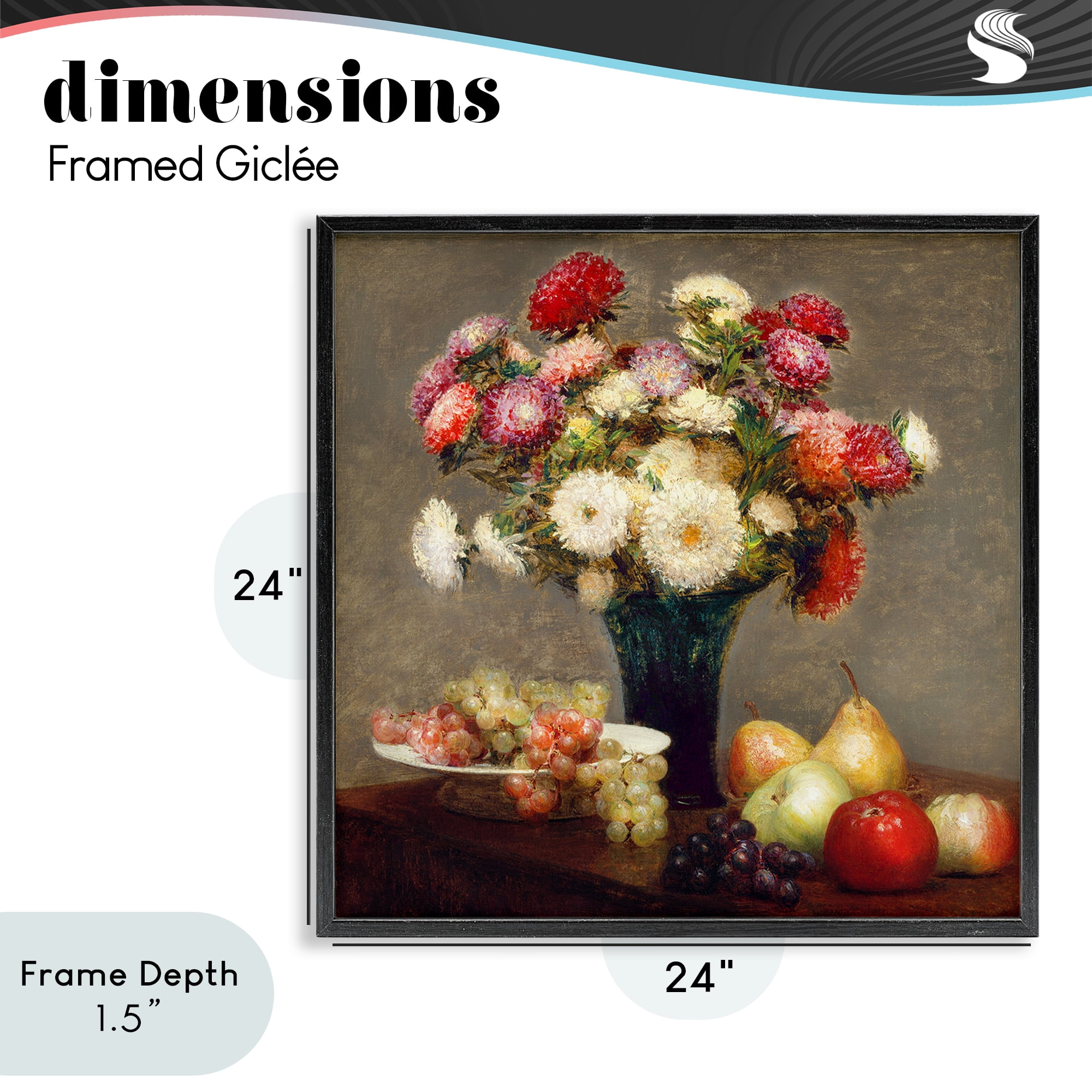 Stupell Industries Fruit & Asters Still Life Black Framed Giclee Art, design by CAD Designs