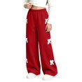 thumbnail image 4 of HAOTAGS Girls Wide Leg Sweatpants, Lace Trim Bow Casual Pants with Pockets, 4 of 7