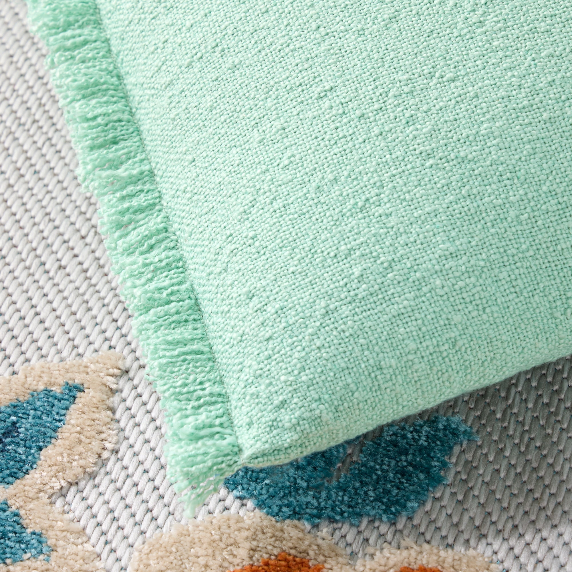 TOWN & COUNTRY EVERYDAY Rio Solid Fringe Handcrafted Indoor Outdoor Decorative Pillow 2-Pack Set , 100% Recycled Materials, UV Fade Resistant, Water Repellent, Sage Green 20"x20"