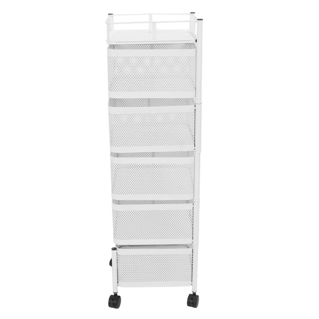 Rotating Storage Rack for Kitchen, 3 Tier Carbon Steel Fruit and Vegetable Storage Mesh Basket with Wheels Space Saving Kitchen Storage Cart Rotating Tower Organizer for Livingroom