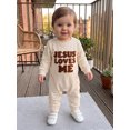 thumbnail image 3 of RUINIXCW Jesus Loves Me Newborn Baby Boy Girl Spring Fall Winter Outfit Romper Infant Christian Clothes Letter Embroidery Long Sleeve Jumpsuit, 3 of 10