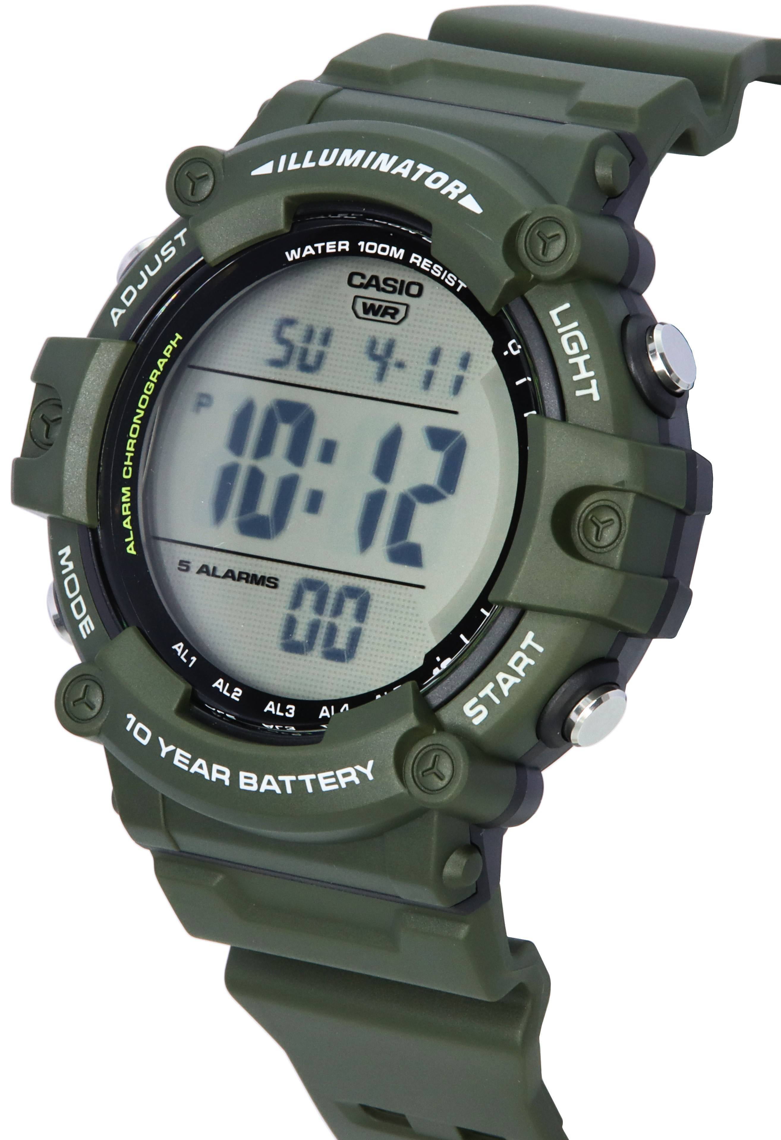 Casio Men's 18 mm Standard Digital Quartz Resin Buckle Wristwatch, Black, AE-1500WHX-3A AE1500WHX-3