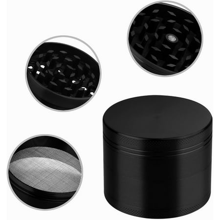 GPCT [Stainless Steel] Herb Spice Grinder. 4.9 CM Tall, 4 Pieces, 3 Chambers, Pollen Catcher, Stive Scraper Included [Durable] Zinc Alloy Magnetic Top - (Best Metal Herb Grinder)