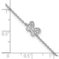thumbnail image 2 of 6.4mm 925 Sterling Silver Rhodium Plated Cubic Zirconia Butterfly Angel Wings With 1in Extension Anklet 9.5 Inch Anklet, 2 of 2
