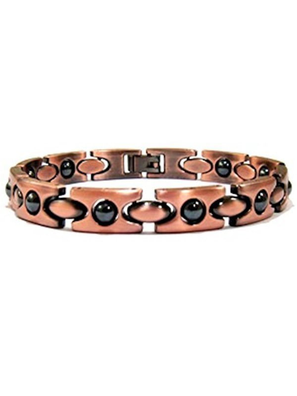 For Pain! LADIES 7.5 IN FLIP-FLOP COPPER HEARTS MAGNETIC THERAPY LINK BRACELET 