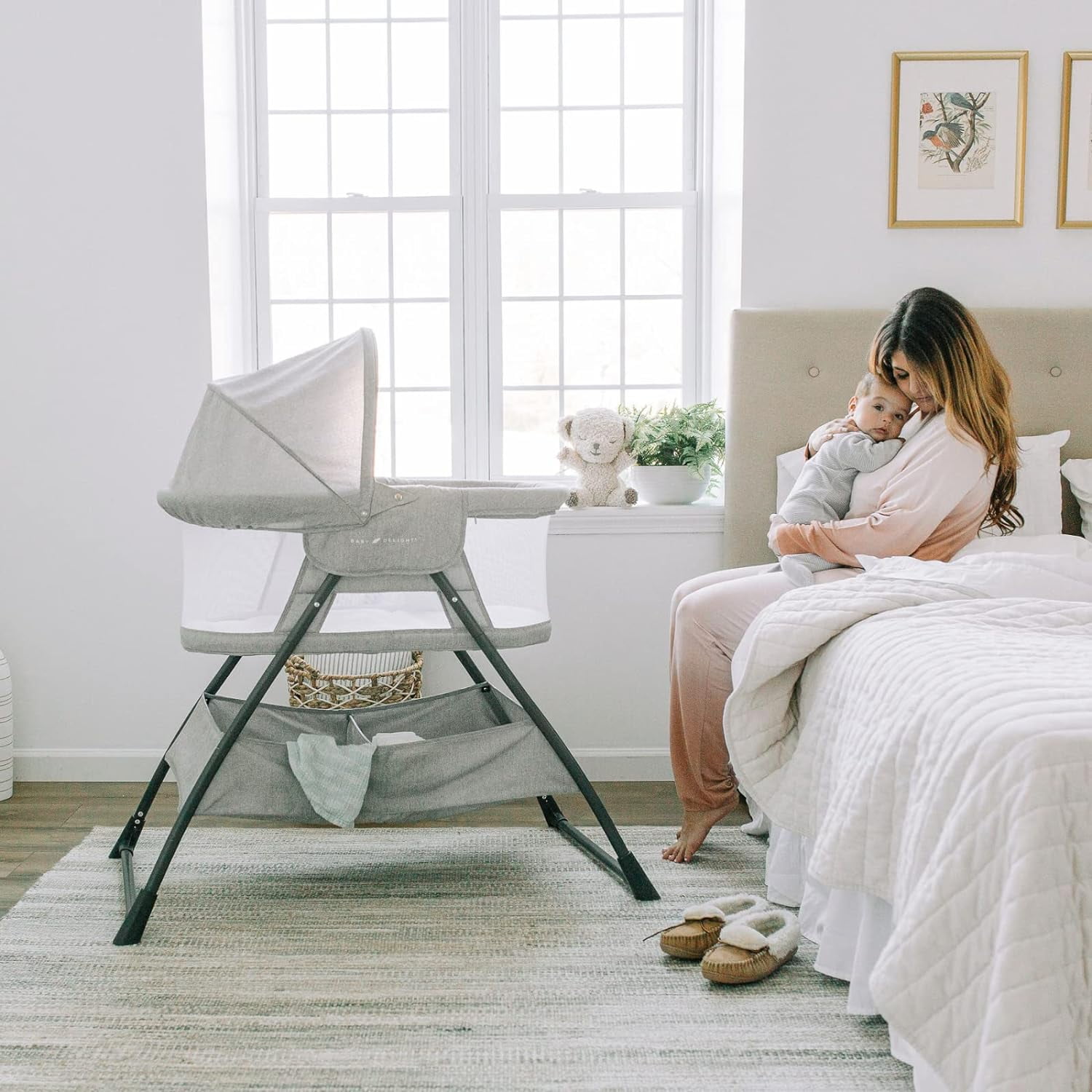 Baby Delight Beside Me Doze Deluxe Bedside Infant Bassinet, Gray, 0-5 Months, JPMA Certified
