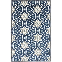 Loomaknoti Terrace Tropic Kerin 5' x 7' Geometric Indoor/Outdoor Area Rug , Blue/White