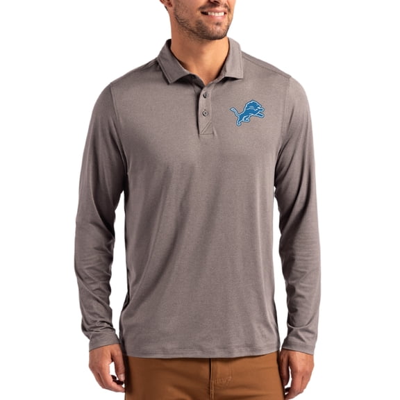 Men's Cutter & Buck Charcoal Detroit Lions Coastline Epic Comfort Eco Recycled Polo