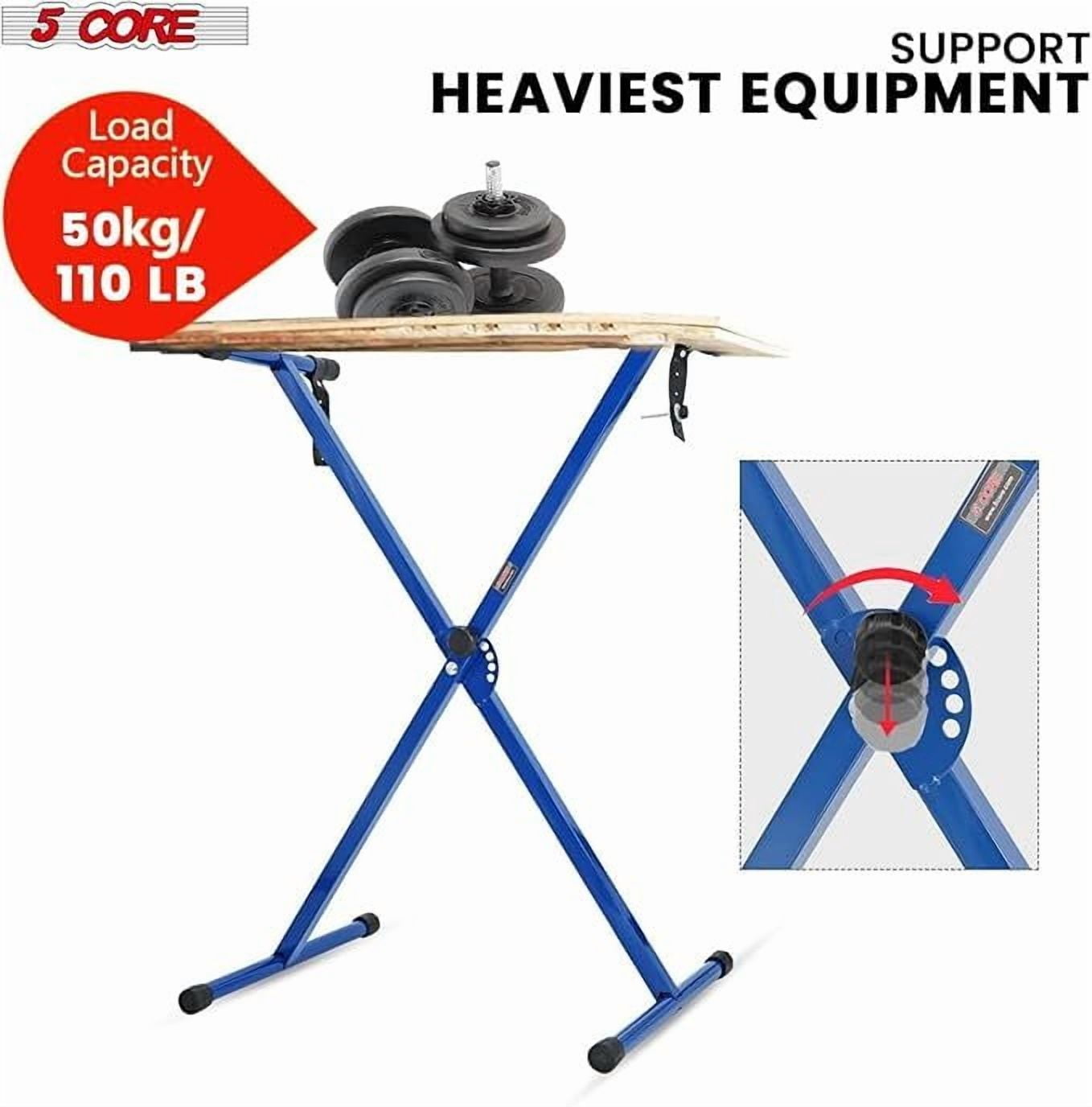 Keyboard Stand Single X Style Piano Riser Adjustable Holder + Keyboard Stool Thick Padded Piano Bench KS 1X BLU+KBB 02 BLK