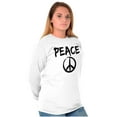 thumbnail image 4 of Hippie Peace Sign Make Love Not War Plus Size Long Sleeve Graphic Tee Shirt Brisco Brands 3X, 4 of 5