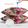 thumbnail image 4 of Throw Pillow Covers 18x18 Inch Set of 2, Pink Flowers Waterproof Outdoor Pillow Covers, Spring Watercolor Floral Leaves Plants Beige Decorative Cushion Pillowcases for Couch, Sofa, Bed, Garden, Patio, 4 of 9
