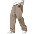 thumbnail image 3 of Dweltoz Men's Baggy Sweatpants Wide Leg Pants Casual Open Bottoms Straight Trousers Elastic Waist 2026 Fall Winter Lightweight Pants Loose Fit Oversized Sweatpants with Pockets,Light Brown M, 3 of 5