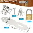 thumbnail image 2 of Uxcell Door Lock Hasp Latch, Stainless Steel Safety Hasp Lock Clasp Hinge Packlock with Screw/Key Silver/Gold 3.86", 2 of 7
